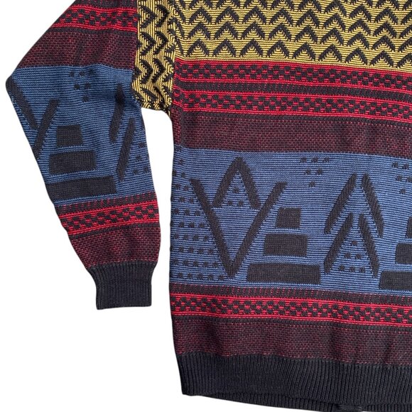 Vintage Sweater Graphix Cardigan Kurt Cobain Grandpa Aztec Grunge Western-L - Picture 10 of 14